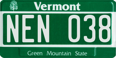 VT license plate NEN038