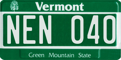 VT license plate NEN040