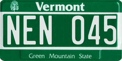 VT license plate NEN045