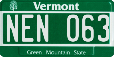 VT license plate NEN063