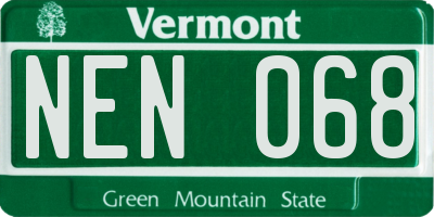 VT license plate NEN068