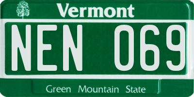 VT license plate NEN069
