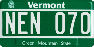 VT license plate NEN070