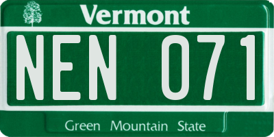 VT license plate NEN071