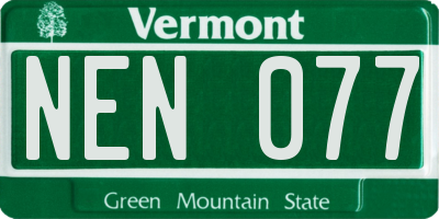VT license plate NEN077