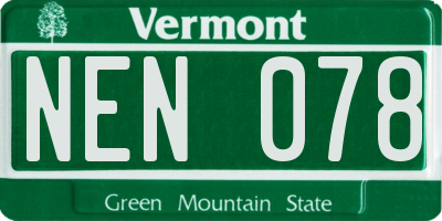 VT license plate NEN078