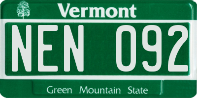 VT license plate NEN092
