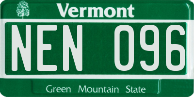 VT license plate NEN096