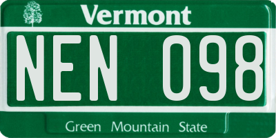 VT license plate NEN098