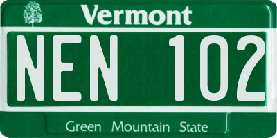 VT license plate NEN102