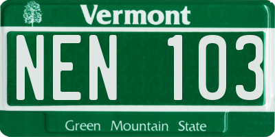 VT license plate NEN103