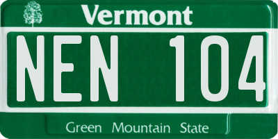 VT license plate NEN104