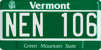 VT license plate NEN106