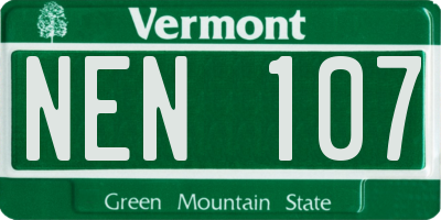 VT license plate NEN107