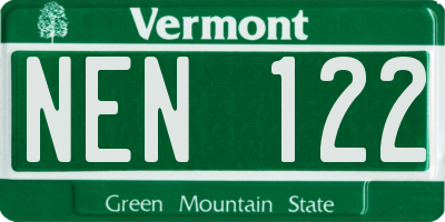 VT license plate NEN122