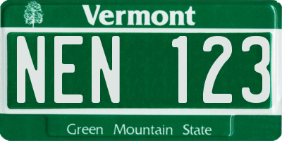 VT license plate NEN123