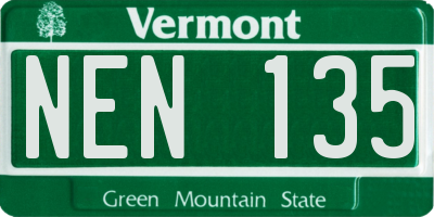 VT license plate NEN135