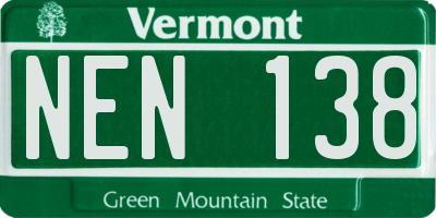 VT license plate NEN138