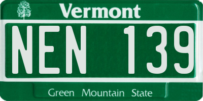 VT license plate NEN139