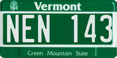 VT license plate NEN143