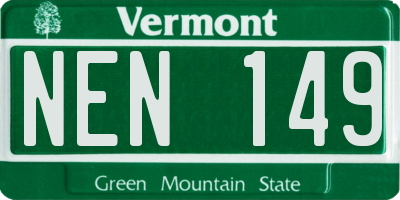 VT license plate NEN149