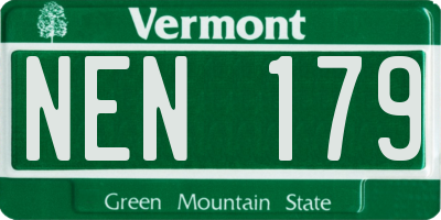 VT license plate NEN179