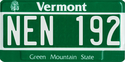 VT license plate NEN192