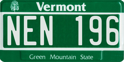 VT license plate NEN196
