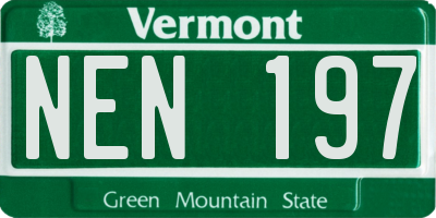 VT license plate NEN197