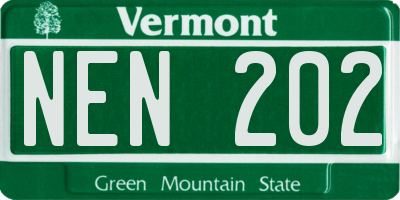 VT license plate NEN202