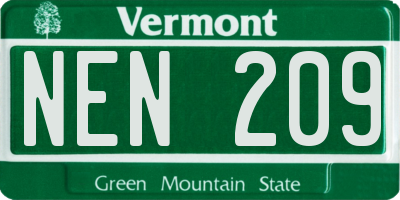 VT license plate NEN209