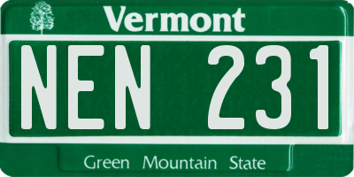 VT license plate NEN231