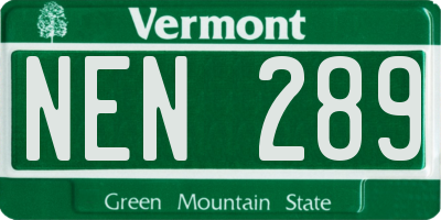 VT license plate NEN289
