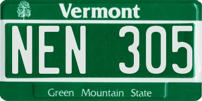 VT license plate NEN305