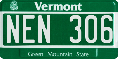 VT license plate NEN306