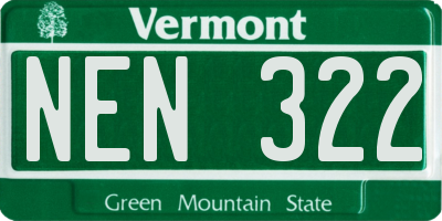 VT license plate NEN322