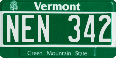 VT license plate NEN342