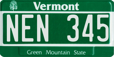 VT license plate NEN345