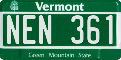 VT license plate NEN361