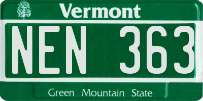 VT license plate NEN363