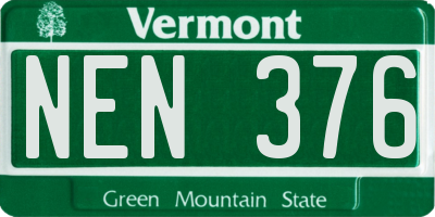 VT license plate NEN376