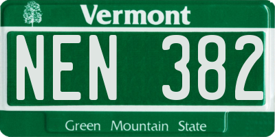 VT license plate NEN382