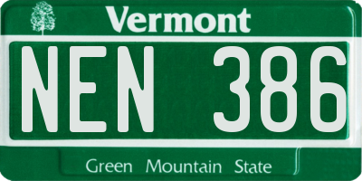 VT license plate NEN386