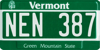 VT license plate NEN387