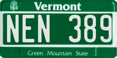 VT license plate NEN389