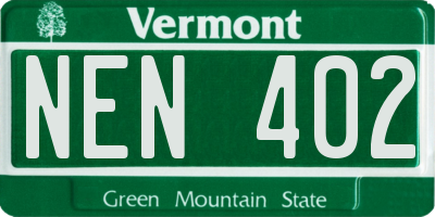 VT license plate NEN402