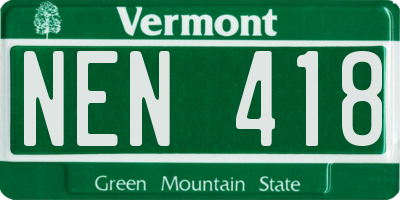 VT license plate NEN418