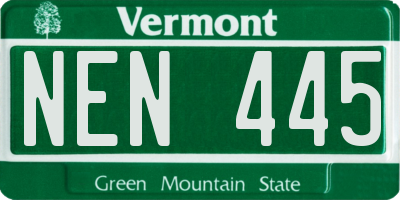 VT license plate NEN445
