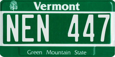 VT license plate NEN447