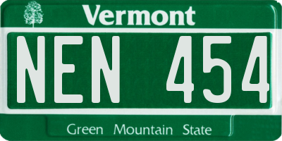 VT license plate NEN454